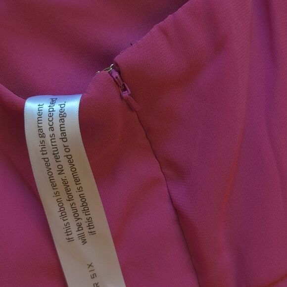 NWT After Six Off-the-Shoulder Maxi Dress Fushia Basque Neck Flounce Sleeves 12 - Picture 12 of 14